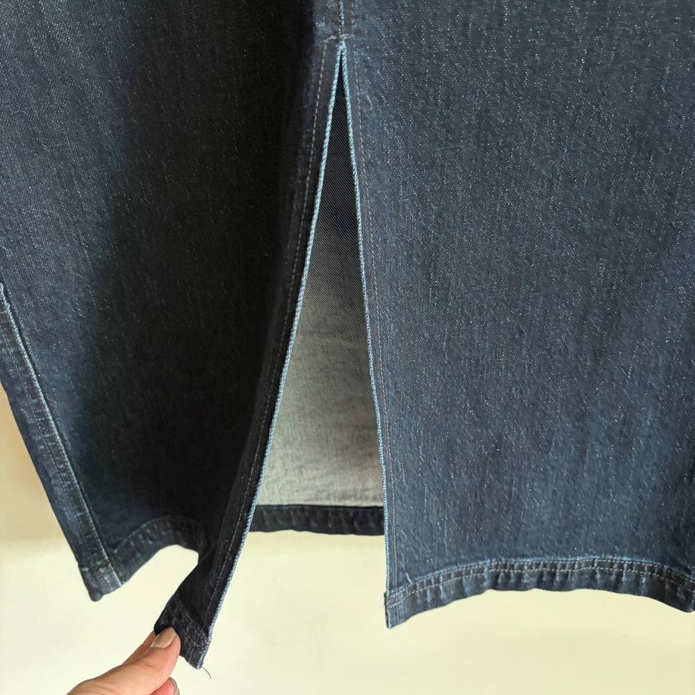 Anthropologie Pilcro Skirt Size 10 Arden Double-Waist Midi Skirt Dark Wash Denim - Picture 3 of 10
